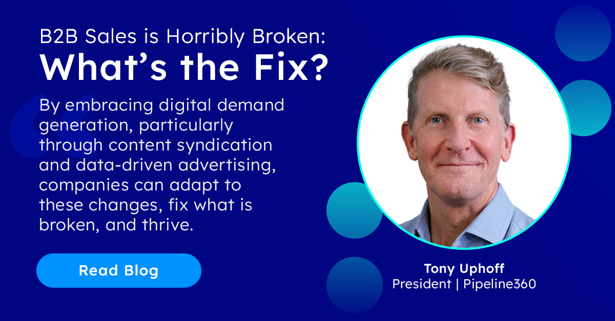 The #B2B sales landscape is undergoing a seismic shift, and it's time to adapt or get left behind.

Pipeline360 President @TonyUphoff breaks down the challenges and solutions for marketers: bit.ly/3uFyDUi

#DigitalTransformation #MarketingSalesAlignment #Martech