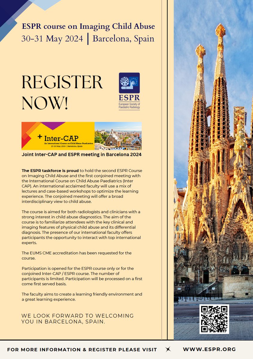 An essential course to attend as we <a href="/ESPRSociety/">European Society of Paediatric Radiology</a> <a href="/The_ASPNR/">American Society of Pediatric Neuroradiology</a> <a href="/SocPedRad/">The Society for Pediatric Radiology</a> <a href="/WorldFederation/">WFPI</a> <a href="/BSPRJuniorForum/">BSPR</a> <a href="/theBSNR/">BSNR</a> <a href="/ESNRad/">ESNR</a> <a href="/spinacademics/">SPIN | Society of Pediatric Neuroimaging</a>  move steps closer towards standardization of practices in imaging child abuse to improve diagnostics and outcomes for all affected children.