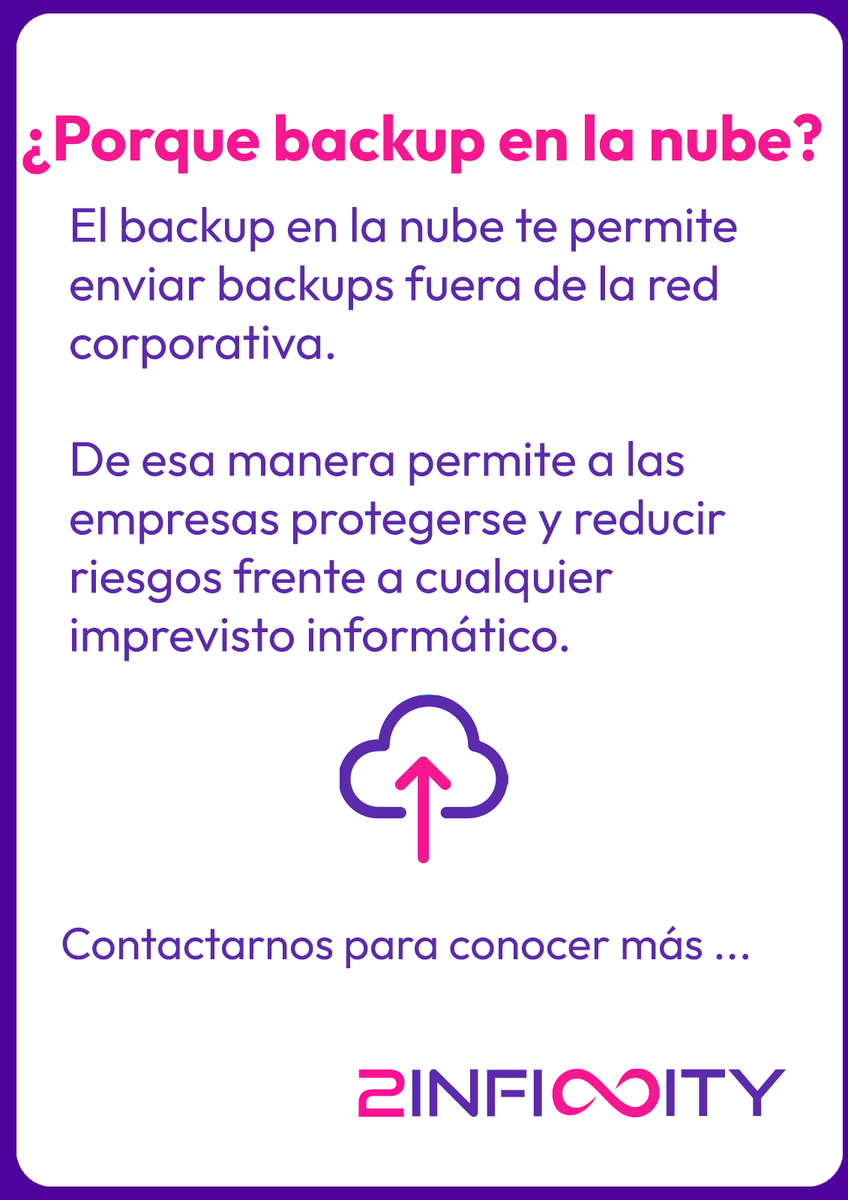2infinitycloud's tweet photo. Backup en la nube te da la posibilidad de tener una copia de seguridad de los datos fuera de tu compañia de esa manera obtenes la posibilidad de recuperar ante un evento general dentro de tu organizacion.  

Contactanos para una demo!

#AWS
#Azure
#GCP
#2infinity.cloud https://t.co/HpnclgBzcl