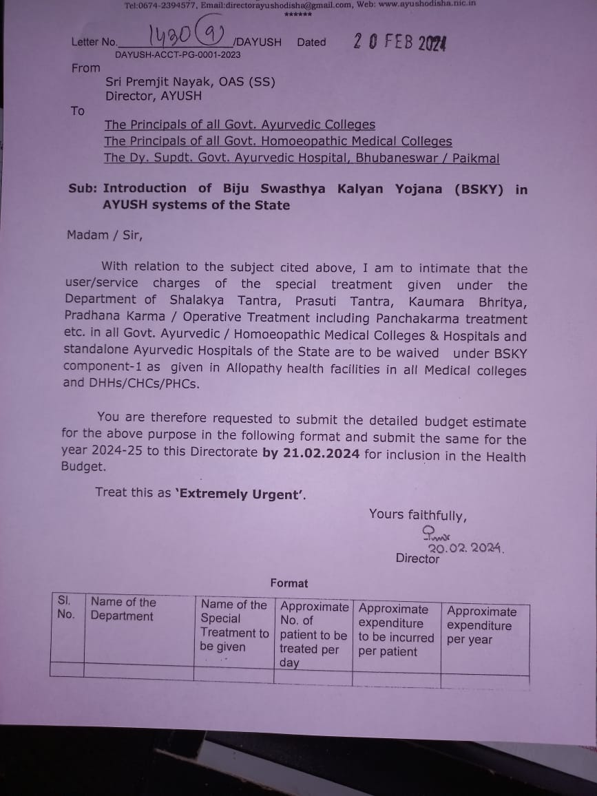 Ayurveda_AK's tweet photo. Grateful to @CMO_Odisha @HFWOdisha @IPR_Odisha, and @MoSarkar5T for incorporating Ayush treatment into #BSKY. This move will elevate healthcare quality and expand Ayurveda's accessibility to the public. #Ayurveda #Healthcare #Odisha https://t.co/kjA6e07Y68