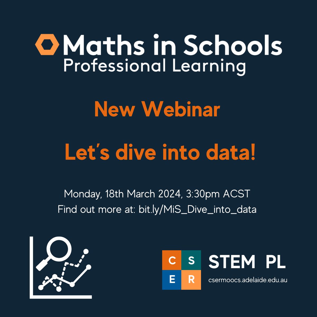 You're invited! 'Let's dive into data!' In this webinar, we will unpack different ways data can be acquired, sorted, interpreted, represented & explore the shared focus between Mathematics & Digital Technologies. 18 March 3:30pm ACST bit.ly/MiS_Dive_into_… #mathsinschools