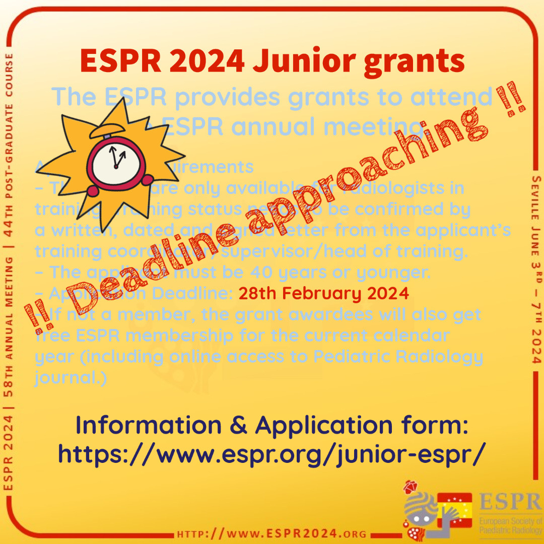 You are 40 or younger and plan to visit #ESPR2024 in Seville? Deadline for Junior grant application is coming closer. Don't miss to apply: espr.org/junior-espr/