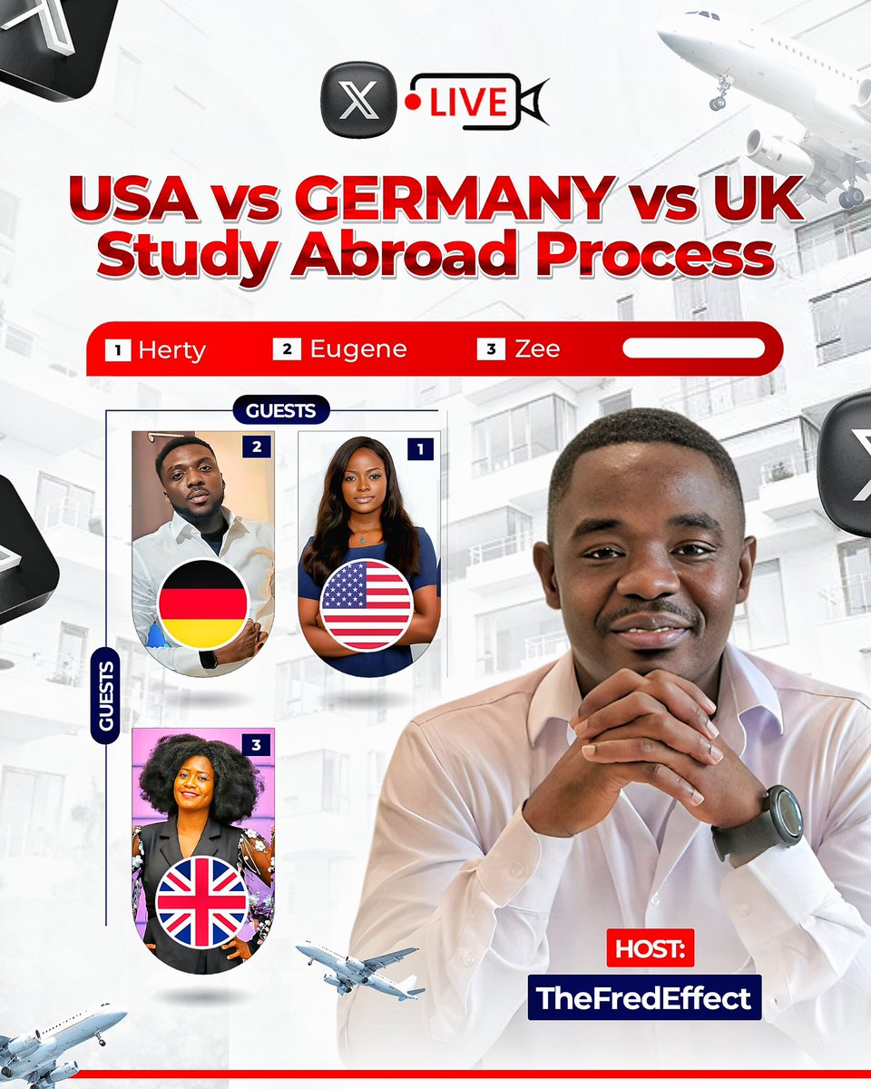 Set a reminder for my upcoming Space as we Compare Study Abroad Destination: 🇺🇸 vs Germany🇩🇪 vs UK🇬🇧 x.com/i/spaces/1gqgv…
@hurrtieyamma @ms_amandi @Eugene_brownn 

Join the discussion and gain valuable insights! 🌍✈️ #StudyAbroad #InternationalEducation