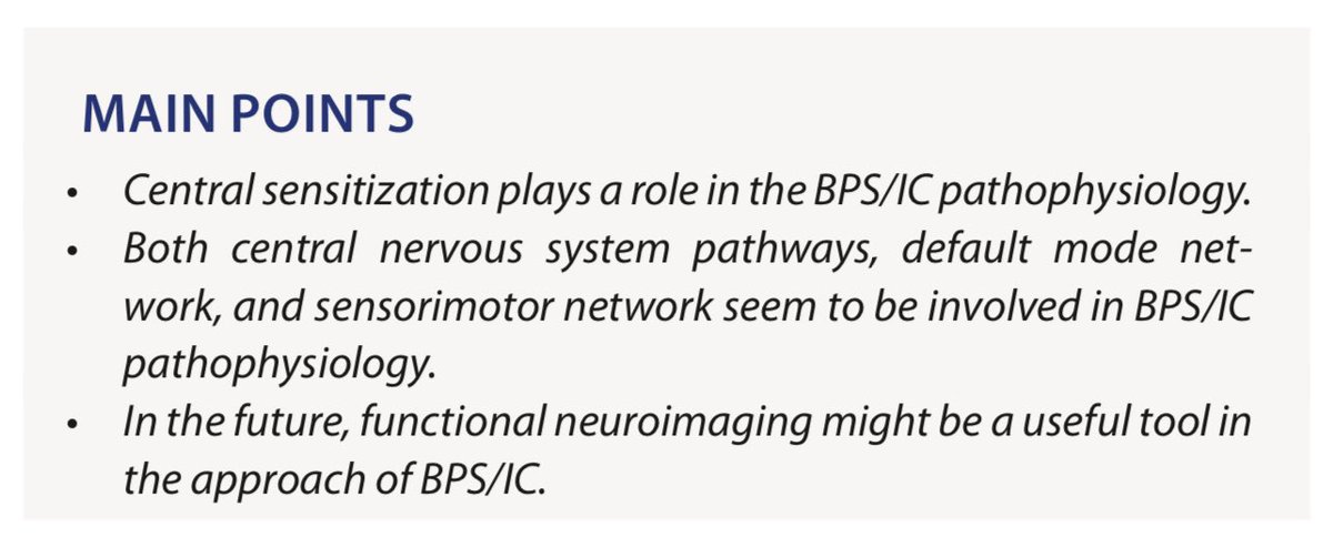 A Pilot Study of Functional Brain Magnetic Resonance Imaging in BPS/IC Patients: Evidence of Central Sensitization @PAbreuMendes et al. #interstitialcystitis #bladderpainsyndrome #brainmagneticresonanceimaging #neuroimaging #centralsensitization Link: urologyresearchandpractice.org/en/a-pilot-stu…