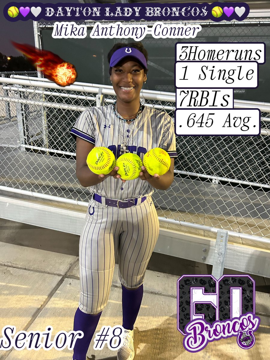 Victoria6216's tweet photo. Hit 3 back to back to back homeruns tonight &amp; 7 RBIs. That’s homerun #52, #53 and #54 
@McNeeseSoftball @ShelbiSunseri @LandreneauJames @Dayton_Broncos1 @Coachmoss6 @D1Softball @vypehouston @mooneyhambomber https://t.co/mBz5GRoJgi