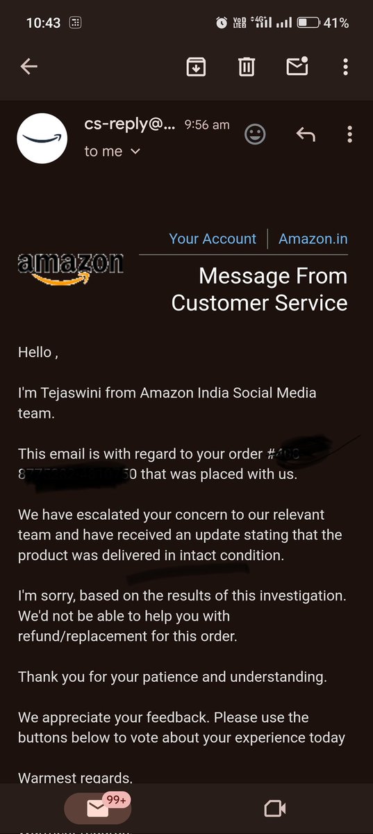 sunil56495039's tweet photo. @AmazonHelp  @amazonIN 
If this is the case how we can trust ecommerce company.. it's black mark for ecommerce business.. it's a prepaid payment what I have made but I don't have either product or amount.. the worst of worst, legal theft @JeffBezos https://t.co/vDSIwuYYNy