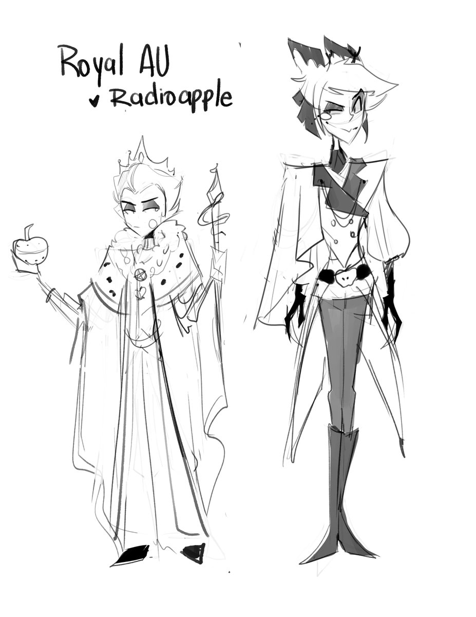 super quick drawings of my Royal AU >:3 will work on it better once i have free time aha #radioapple #HazbinHotel 