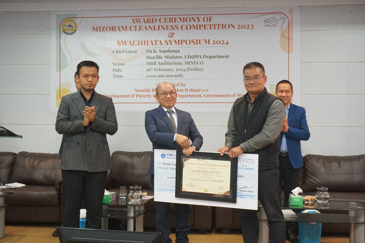 UDPA_Department's tweet photo. Mizoram Cleanliness Competition 2023 
Consolation Prize:
•Chaltlang Local Council
•Mission Vengthlang Local Council https://t.co/rnsBt6utYh
