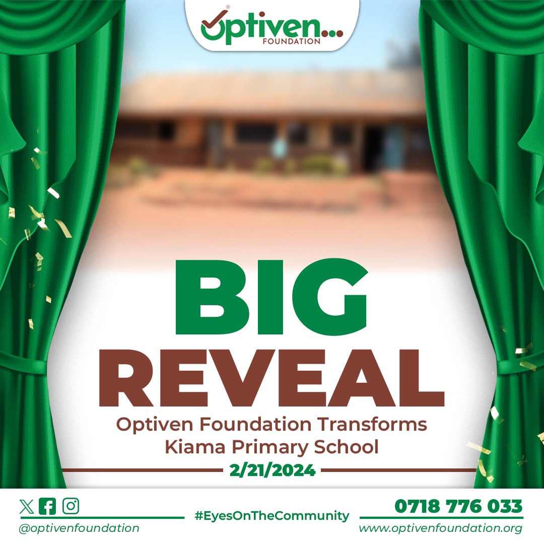 OptivenFoundatn's tweet photo. 𝐁𝐢𝐠 𝐑𝐞𝐯𝐞𝐚𝐥.
Witness the Unveiling of Transformation at Kiama Primary School by the Optiven Foundation | Stay Tuned for the Big Reveal Today, 21/2/2024!
#OptivenFoundation #GeorgeWachiuri #Sesp #EducationForAll https://t.co/H9TwP60gfo