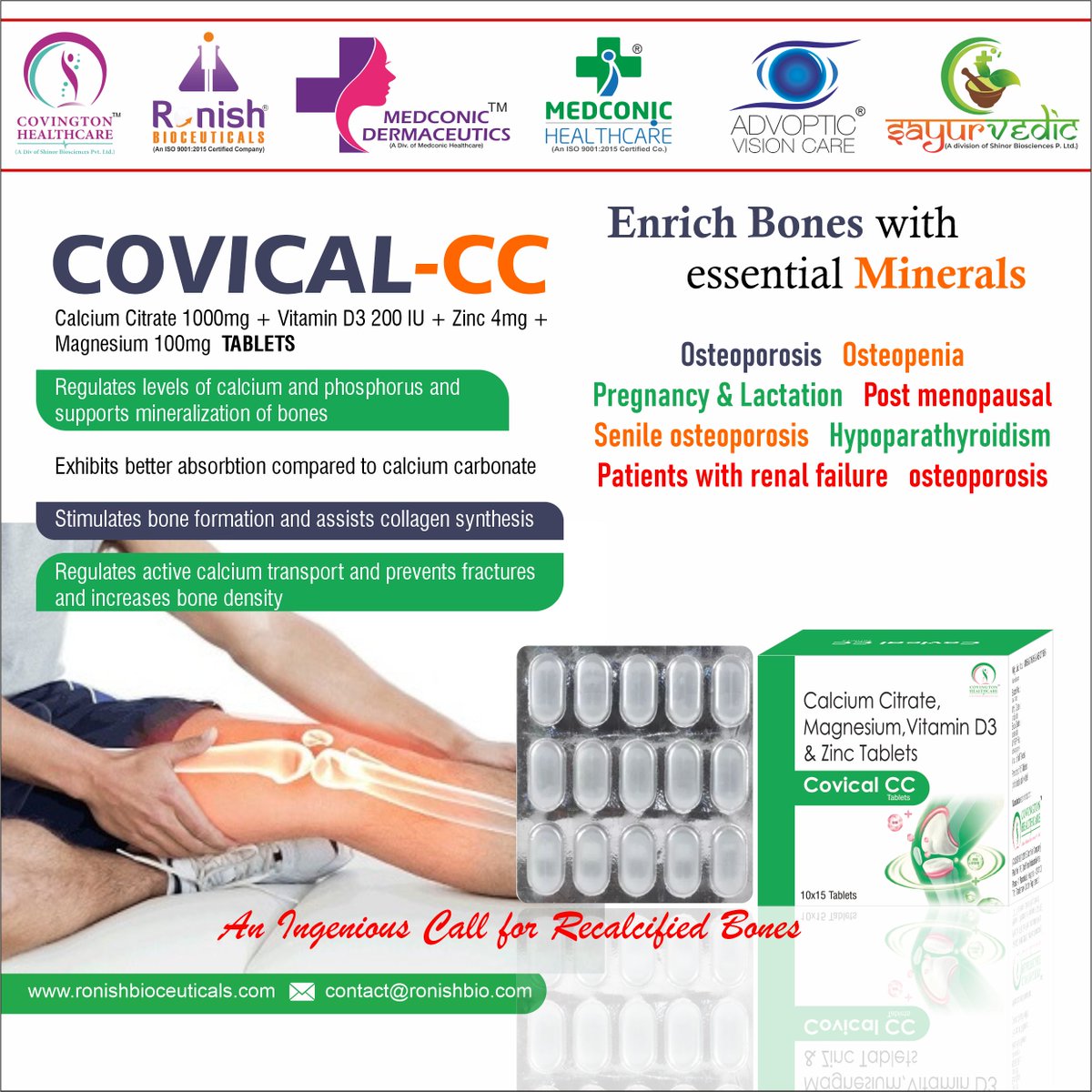 🌟Introducing our latest offering: COVICAL CC 🌟

A powerhouse blend of Calcium Citrate, #VitaminD3, Zinc, and Magnesium, all in one convenient tablet! 💊

#CovingtonHealthcare #CovicalCC #AyurvedicHealth #PCDPharma #FranchiseOpportunity #WellnessJourney #HealthIsWealth