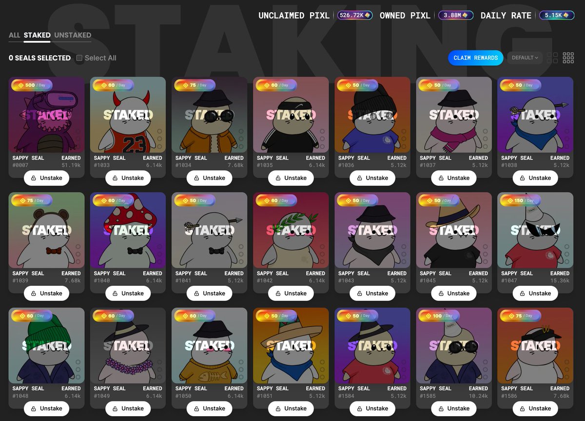 Conviction

I've held and staked these 80 seals since mint and haven't sold a single $PIXL.

I'm not selling at these prices.

We are going much higher.