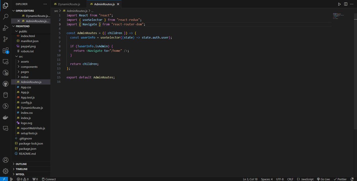 Today, I learned about Higher Order Functions in JavaScript. These are functions that operate on other functions by taking them as arguments or returning them. 
After learning this concept, I implemented it to create protected routes accessible only to admins.
#reactjs  #FrontEnd