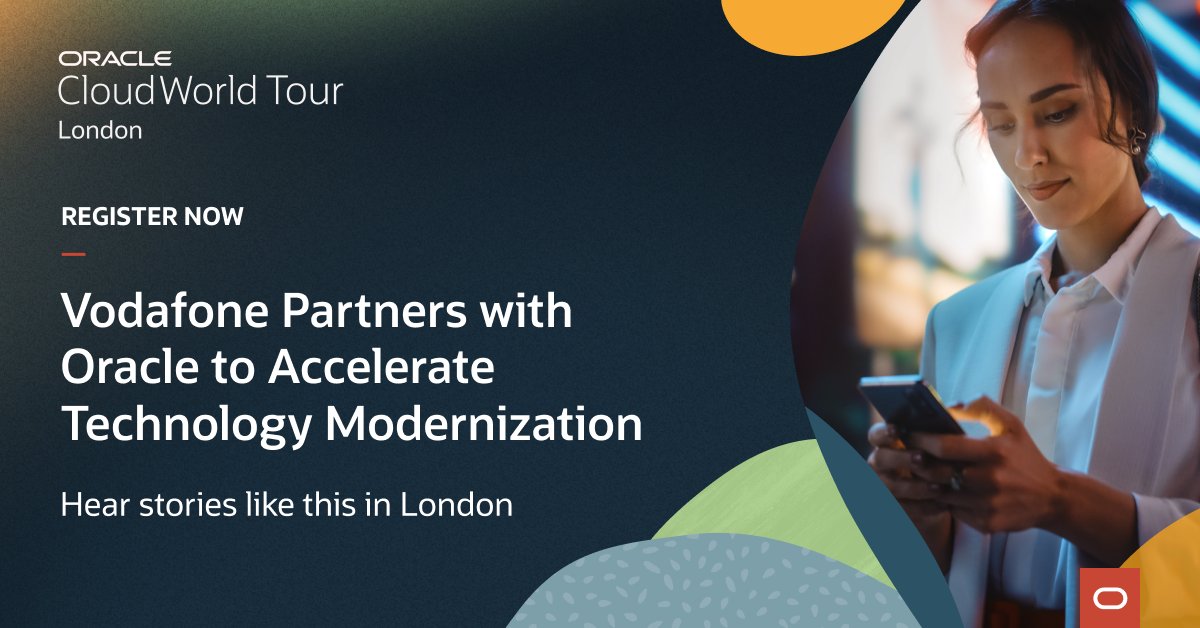 rajivksingh's tweet image. .@Oracle #Cloud Infrastructure is the right call for Vodafone to modernize its IT infrastructure and deliver the next generation of communication services.
☁️ Hear success stories from similar customers at Oracle #CloudWorld Tour London: social.ora.cl/6019nkgrB