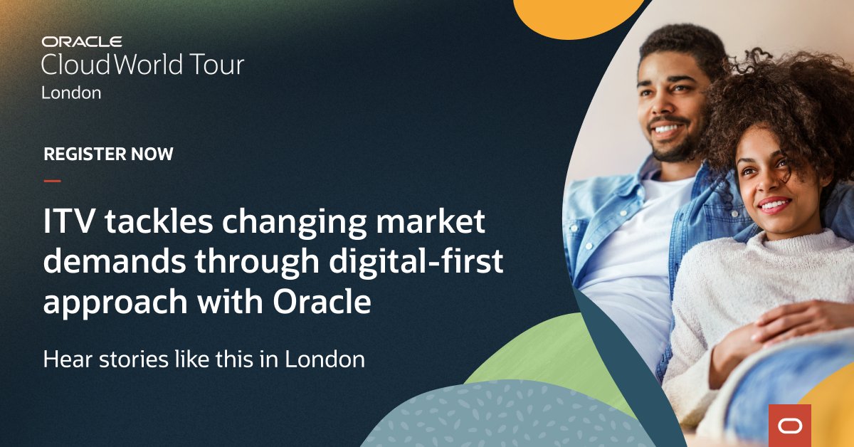 rajivksingh's tweet image. "With @Oracle Fusion Applications, we will have an integrated suite of applications that will enable us to respond swiftly in a dynamic, global marketplace.”
Register for #CloudWorld Tour London to learn about why customers like ITV chose Oracle #cloud: social.ora.cl/6012nkgVy