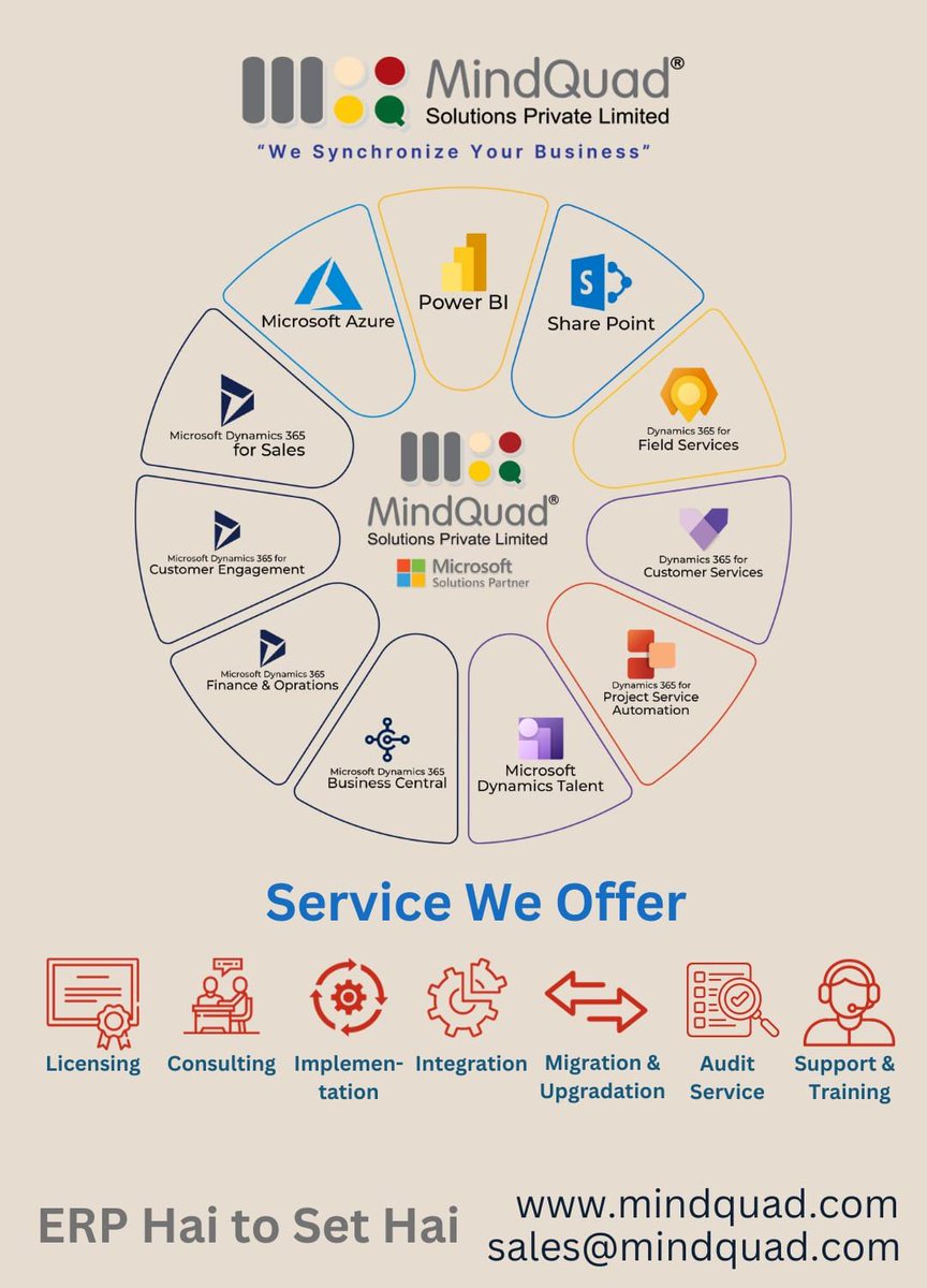 MindQuad_MS_SAP's tweet image. ERP Hai to Set Hai

#erp #dynamics365 #implementations #consulting #licensing #support #migration #audit #microsoftazure #powerbi