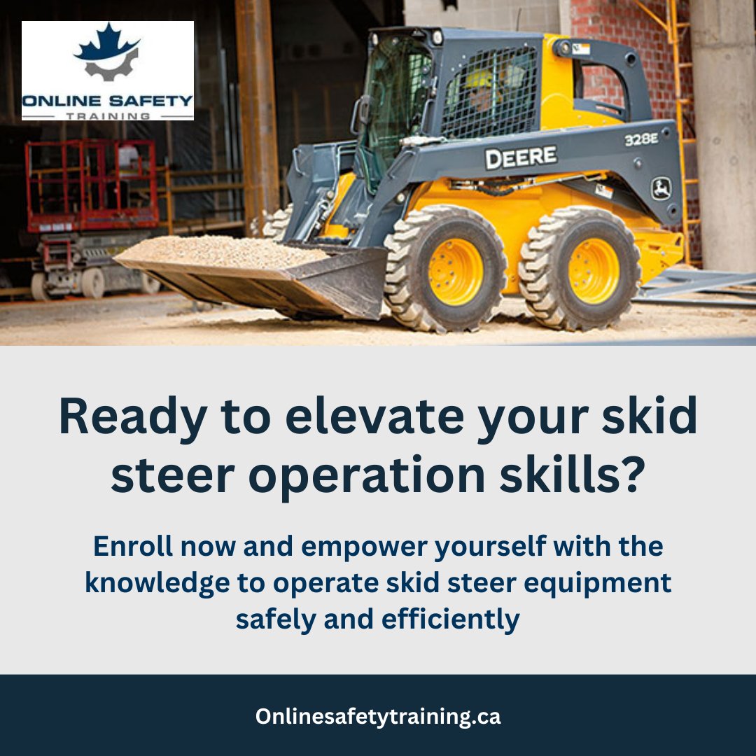 OnlineSafetyTr1's tweet image. Level up your skid steer skills! 🚜💪 Enroll now to master safe and efficient operation techniques. Empower yourself with the knowledge you need to excel in skid steer equipment operation. Don't wait, start your journey today!

#onlinesafetytraining #canada #worktraining