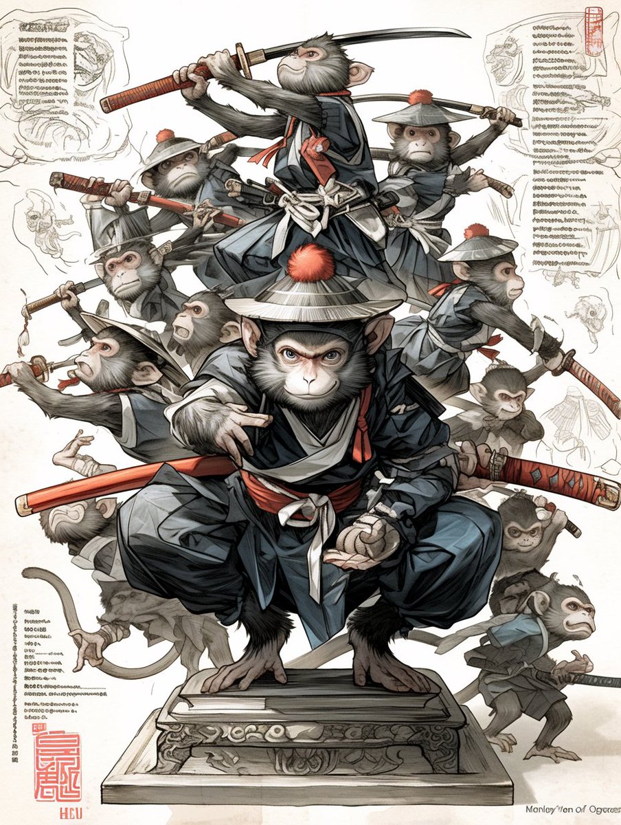 十二支の侍・さる〜 Monkey the Samurai Zodiac #nijijourney #ai