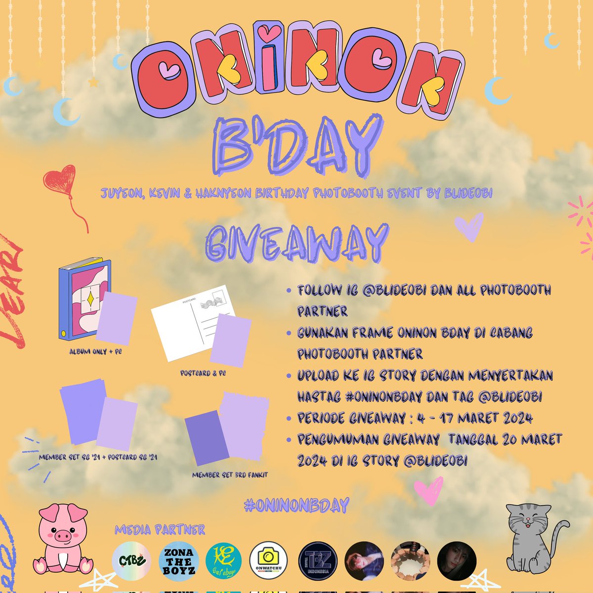 BoyzTrans's tweet photo. 💕 GIVEAWAY ONINON 💕

Event photobooth kali ini juga ada GA menarik nih untuk 4 pemenang

Detail rules nya ada di pict ya✨

don't forget to use the hastag #ONINONBDAY and tag us on IG @blideobi 🥰🥰 https://t.co/laDPVJTmMB
