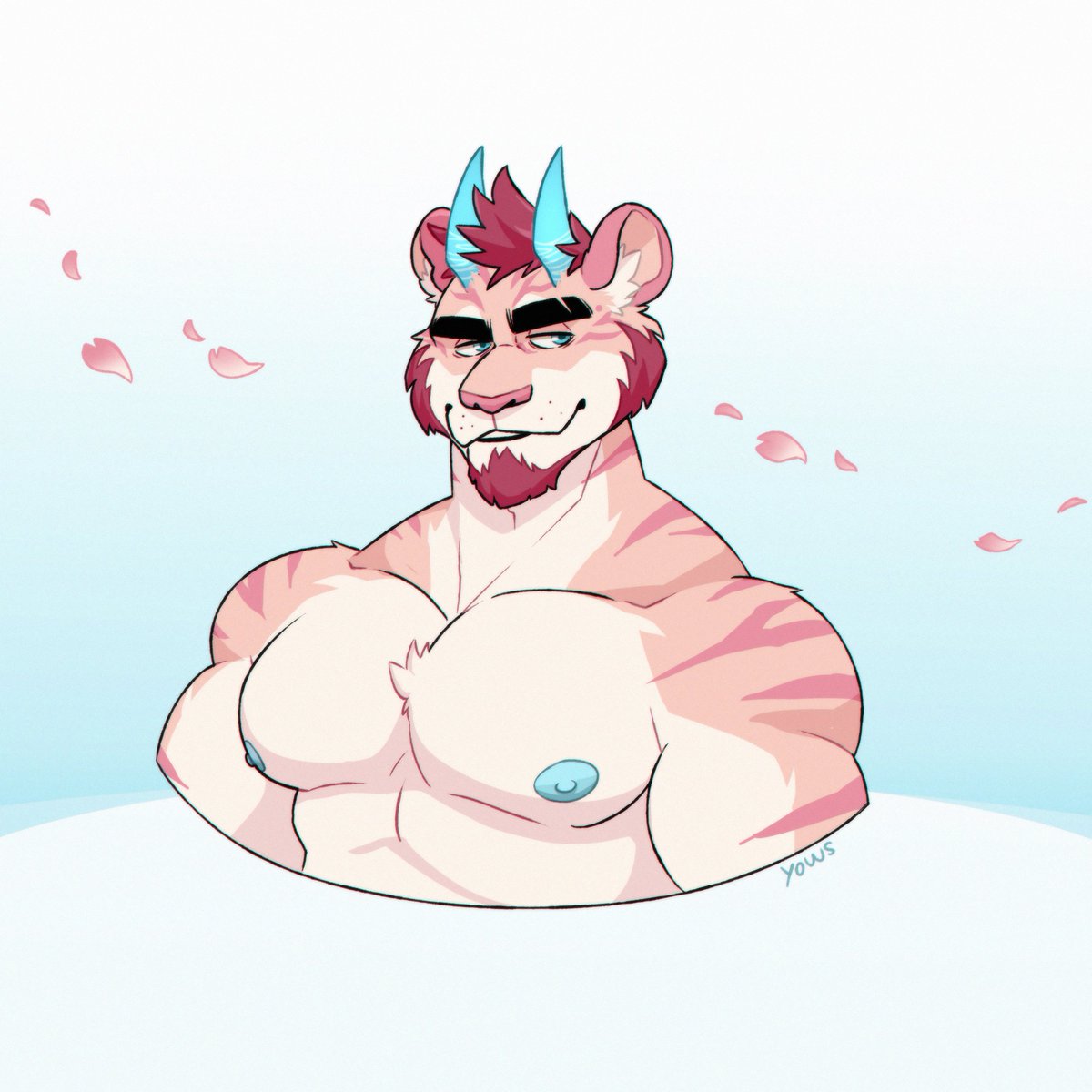 😳🌸💙 This where on my mind for a few days, I had to draw him! Still don't know what I'm going to do with this tiger, but I pretty like it💕