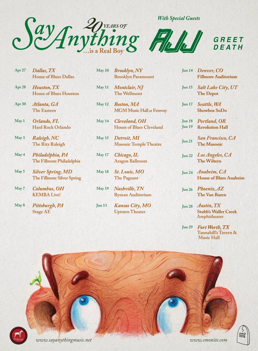 Savannah! Charlottesville! Syracuse! We're playing some headline shows around the upcoming tour with Say Anything. Excited to come to these cities for the first time! Tickets are on sale now at ajjtheband.com/shows