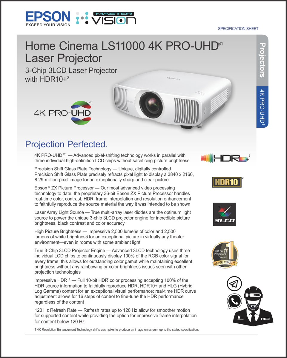 hed_sac's tweet photo. Epson Home Cinema LS11000 4K PRO-UHD - Proyector láser HDR, HDR10+, 2500 lúmenes en color y brillo blanco, HDMI 2.1, lente motorizada, cambio de lente, enfoque, zoom, 3840 x 2160, 120 Hz, cine en casa. #mastervisionhdtv #epsonprojector #proyector https://t.co/3ywn8aBqnP