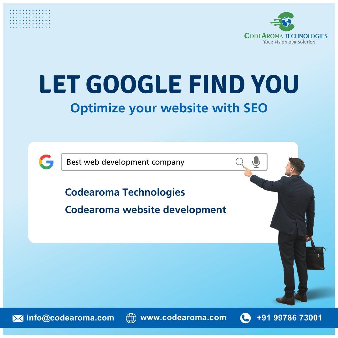 CodeAroma's tweet image. 𝗥𝗲𝗮𝗱𝘆 𝘁𝗼 𝗴𝗲𝘁 𝗻𝗼𝘁𝗶𝗰𝗲𝗱? Let's optimize your website for SEO!

🌐 codearoma.com/technologies/s…
📲 087800 36714

.
.
.

#seo #digitalmarketing #marketing #WWENXT #LHHATL #PumpRules #IndusAppstore #USWNT #DOOP