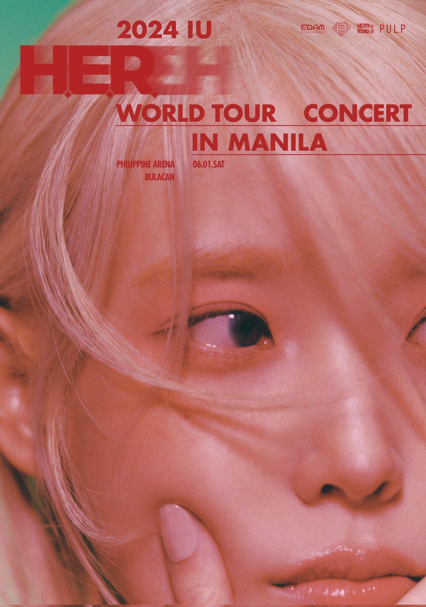 Dearest, darling, the announcement is here! IU brings the 2024 IU H.E.R. WORLD TOUR CONCERT to the Philippines on June 1, 2024, at the Philippine Arena! More details soon via @pulpliveworld #HER_WORLD_TOUR_IN_MANILA #IUinMANILA