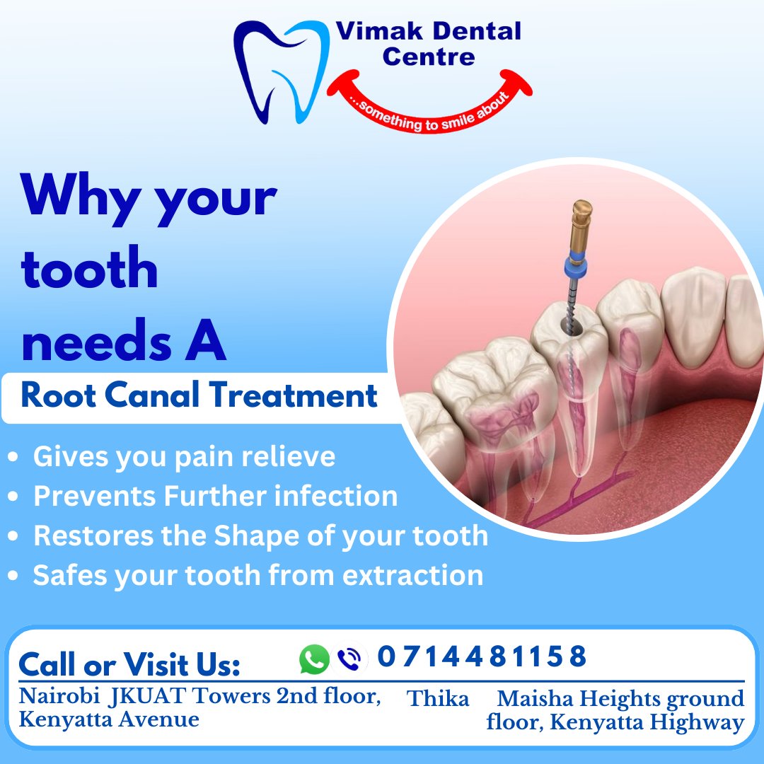 Don't endure the pain till your tooth is extracted. Your tooth will be saved from all that with a root canal procedure.
vimakdentalcentre.co.ke
#vimakdentalcentre
#vimakdentalservices