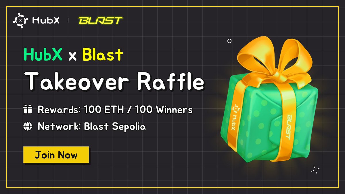 📢 Attention all @Blast_L2 troops! Get ready for the #HubX x @Blast_L2 Takeover! Transform your social engagement into earnings on #HubX !🔥

🎁100 ETH for 100 winners
🪩Network: Blast Sepolia 

✅ Follow <a href="/HubX_ink2/">HubX_Official</a> @Blast_L2
✅ Retweet &amp; Like
✅ Raffle portal: