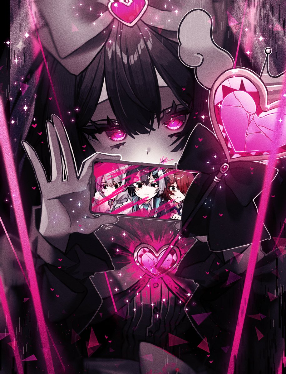 【一点物】 AIイラスト 「創作魔法美少女 色紙アート あなたが描く女子がみたい 闇と光が9:1の割合である魔法少女たちを描い