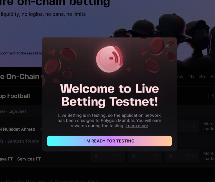 กิจกรรม🔴Live Betting Testnet! จาก <a href="/azuroprotocol/">azuro 🌊</a> 
เปิดให้ทดสอบแล้วผ่าน <a href="/bookmakerxyz/">bookmaker.XYZ</a> ฟร้อนเอนท์แนวหน้าของโปรเจค ลุ้นได้ Azuro score ฟรีๆไม่เสียตังซักบาท 
📌สายฟรีแนะนำให้ทำครับแจกเยอะมากๆด้วย 
ตัวนี้กาวแค่ไหน ผมกาวไว้ในนี้ครับ 😂
x.com/porkchop_porhu…
1) รายละเอียดการร่วม 👇