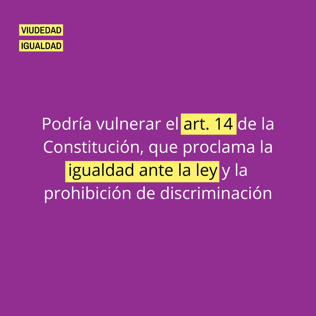 viudedadiguald's tweet photo. ‼️No tener acceso a la viudedad x no tener la inscripción formalizada, es un acto de discriminación y vulneración de los art. 14, 39 y 41 de la CE, que proclaman la igualdad ante la ley y la protección de la familia, en especial en situaciones de necesidad https://t.co/ckMZ2kXHr2 https://t.co/lpdn8vuIBA