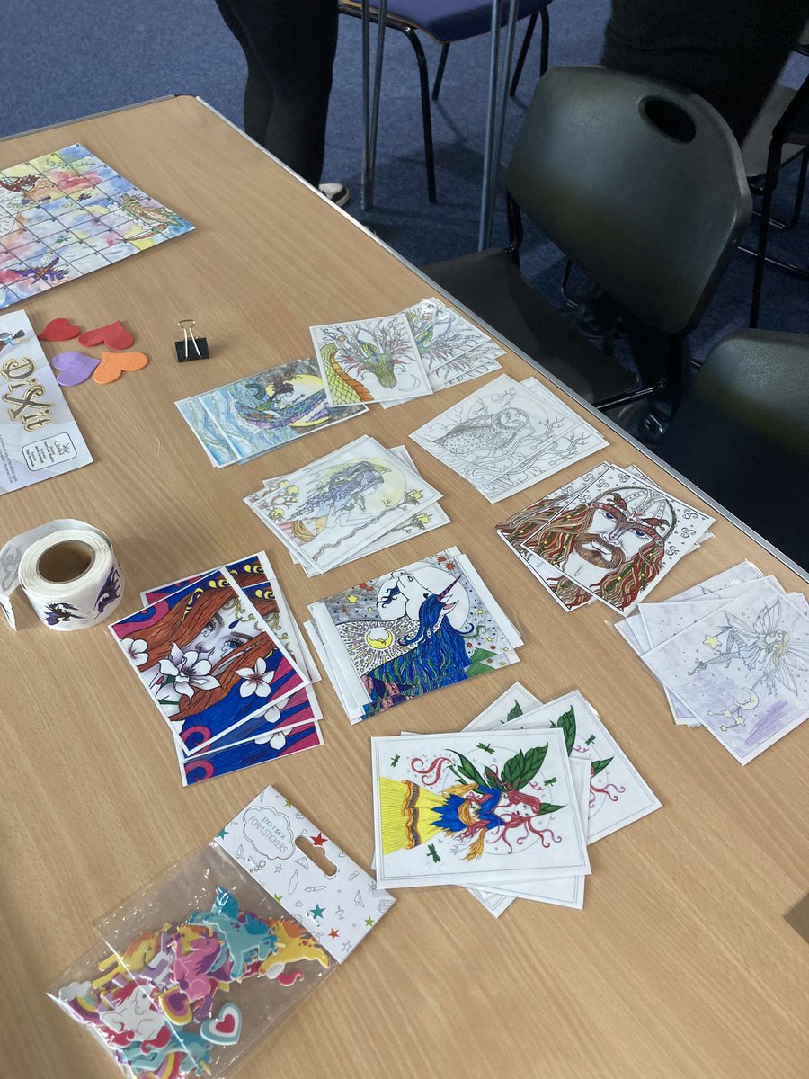 The @KTDnorfolk YMCA group are at @YarmouthLib today playing Fantasy-themed board games! Join them until 12.45pm or between 1.30-3pm upstairs at the library. Part of the @LKN_Libraries Fantasy: Realms of Imagination exhibition, on display at @YarmouthLib until Sunday. 🐉✨