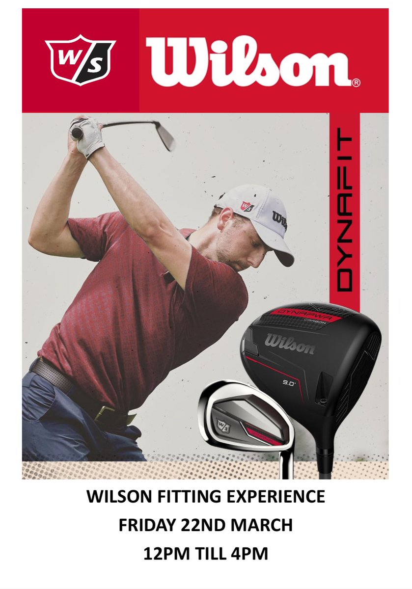 WragBarnProShop's tweet photo. 🚨🚨Wilson Fitting Day 🚨🚨
Friday 22nd March 2024
@WragBarn
Spaces available from 12pm till 4pm
Call ☎️ 01793 766027
Book yourself a slot & get fitted.
#wilson #dynapower #duosoft #wilsongolf #carbon #golfclubs #golfirons #golfswindon #swindongolf #golfhive #golfchat https://t.co/U3J14P0zAn