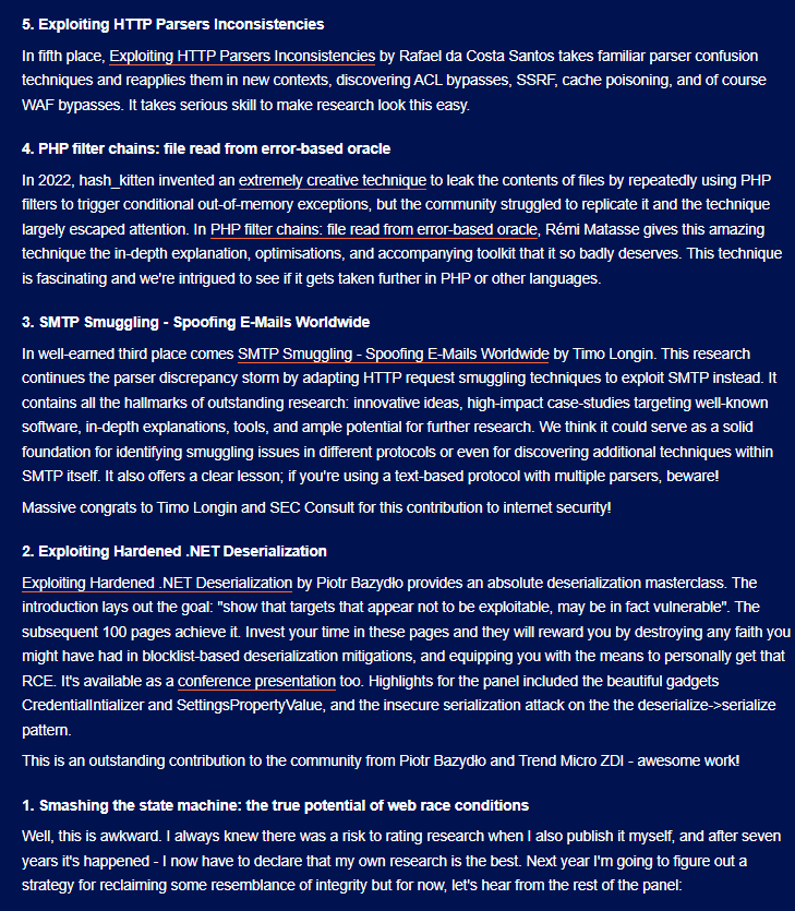payloadartist's tweet photo. Top 10 Web Hacking Techniques Of 2023 

https://t.co/o19RyRtPUf

By @PortSwigger 

#infosec #cybersecurity #hackiing #bugbountytips https://t.co/PXs9rh0h2f