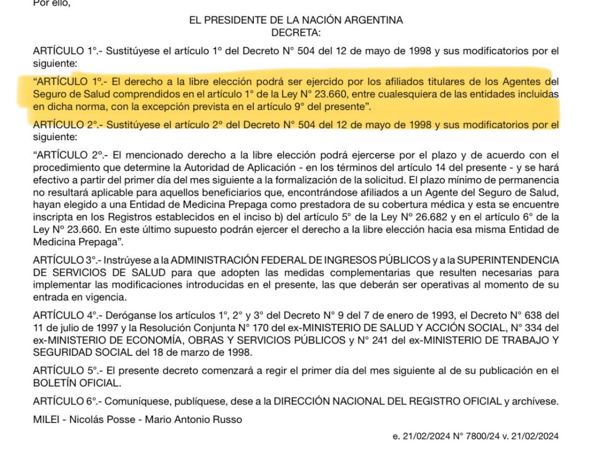 radiofenix951's tweet photo. ⚠️Se acaba de publicar en el Boletín Oficial el DNU que desregula las Obras Sociales y las prepagas

Es el DNU número 171/2024. Los usuarios podrán elegir la obra social o prepaga que quieran. Ya no estarán obligados a pertenecer a la Obra Social sindical https://t.co/sejJcWMAzC