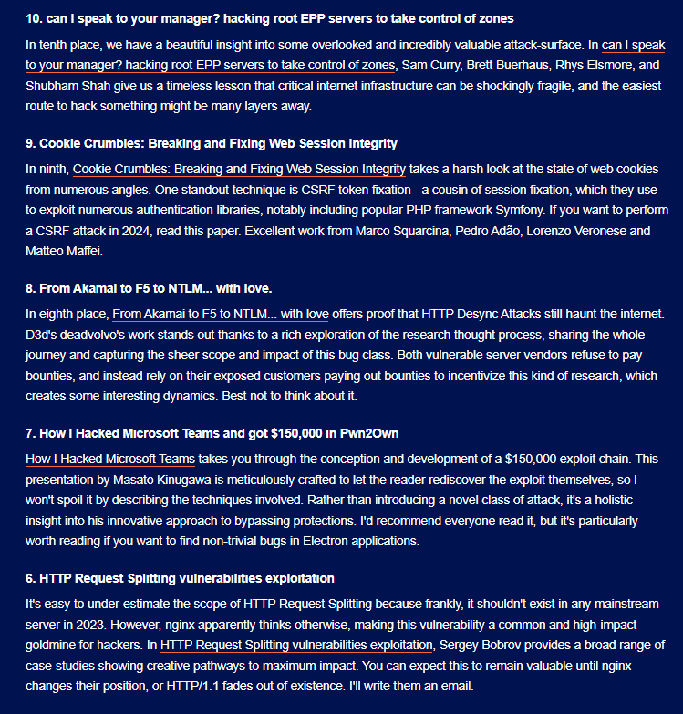 payloadartist's tweet photo. Top 10 Web Hacking Techniques Of 2023 

https://t.co/o19RyRtPUf

By @PortSwigger 

#infosec #cybersecurity #hackiing #bugbountytips https://t.co/PXs9rh0h2f