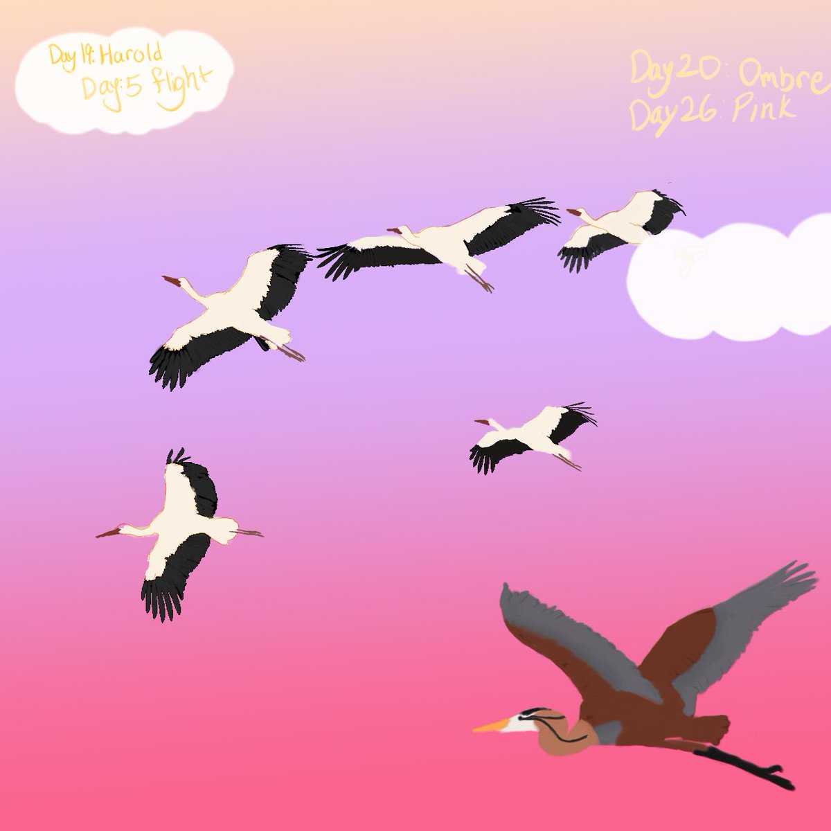 appuy2023's tweet photo. #febdechART Harold learning from some stork friends and a sweet Theo guarding the new baby. #dechartgames https://t.co/d5lANwm4DR