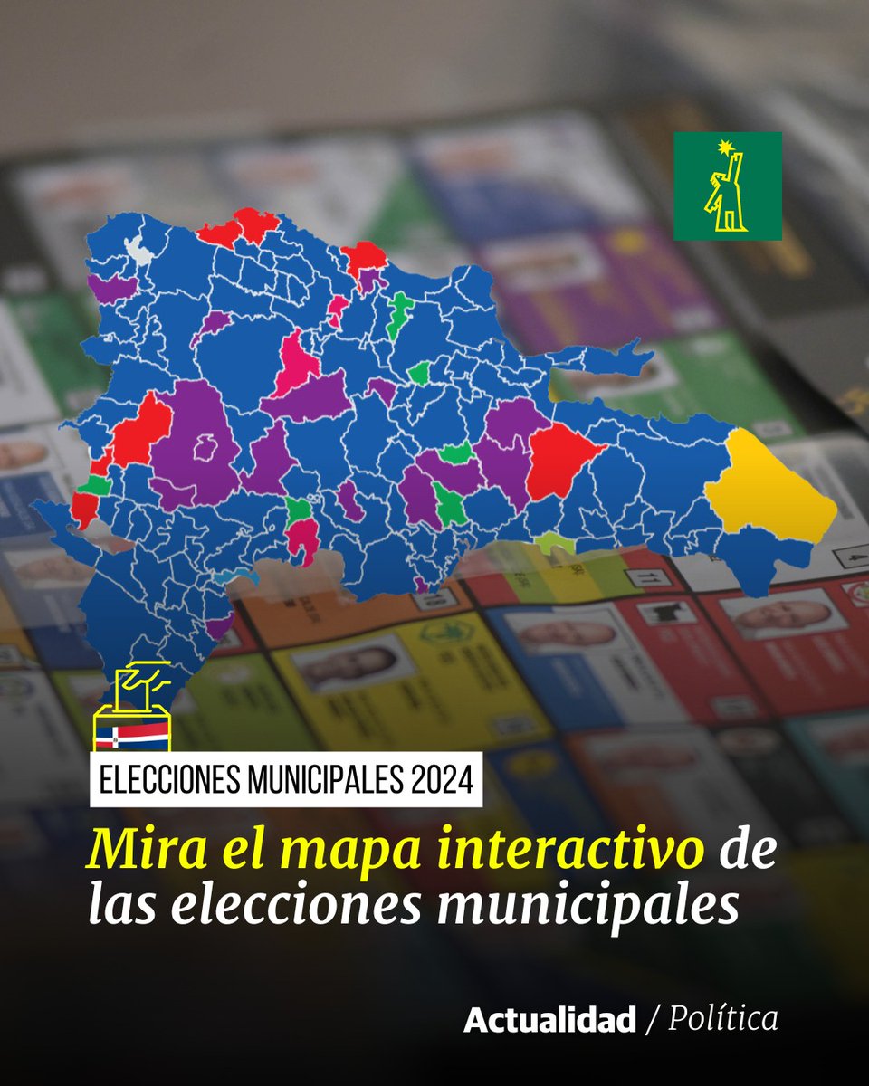 🗳 |#PolíticaDL| El oficialista PRM ganó en 121 municipios de los 158 que hay en el país

🔗ow.ly/usVF50QFX3Y 

#DiarioLibre #PRM #MapaInteractivo #Elecciones