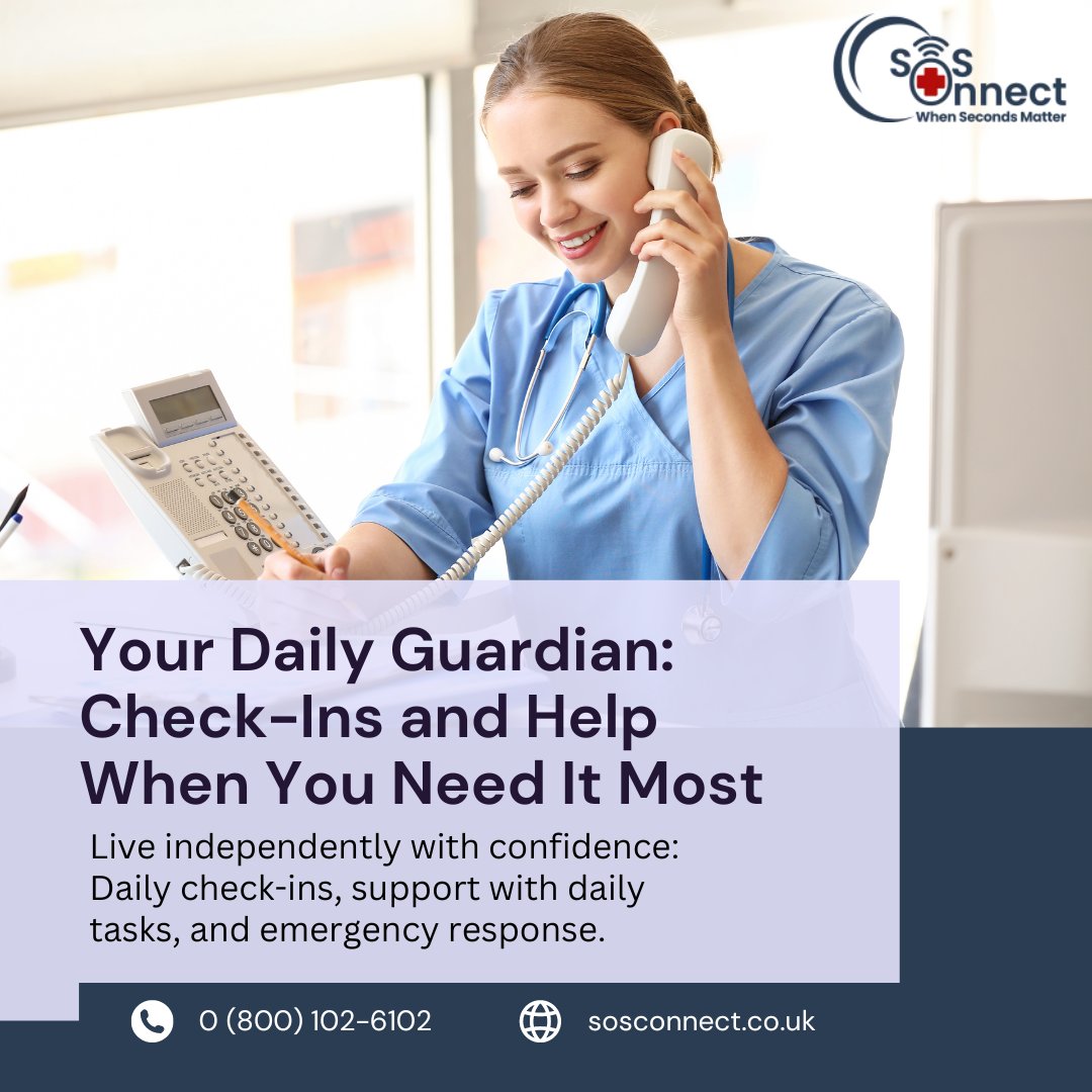 Imagine having a caring friend to chat with every day, someone who remembers your medication and checks in for safety, and rushes to help when needed. That's your Daily Guardian with SOS Connect.  Call Us: 0 (800) 102-6102
.
.
.
#CareCall #PeaceOfMind #SOSConnect