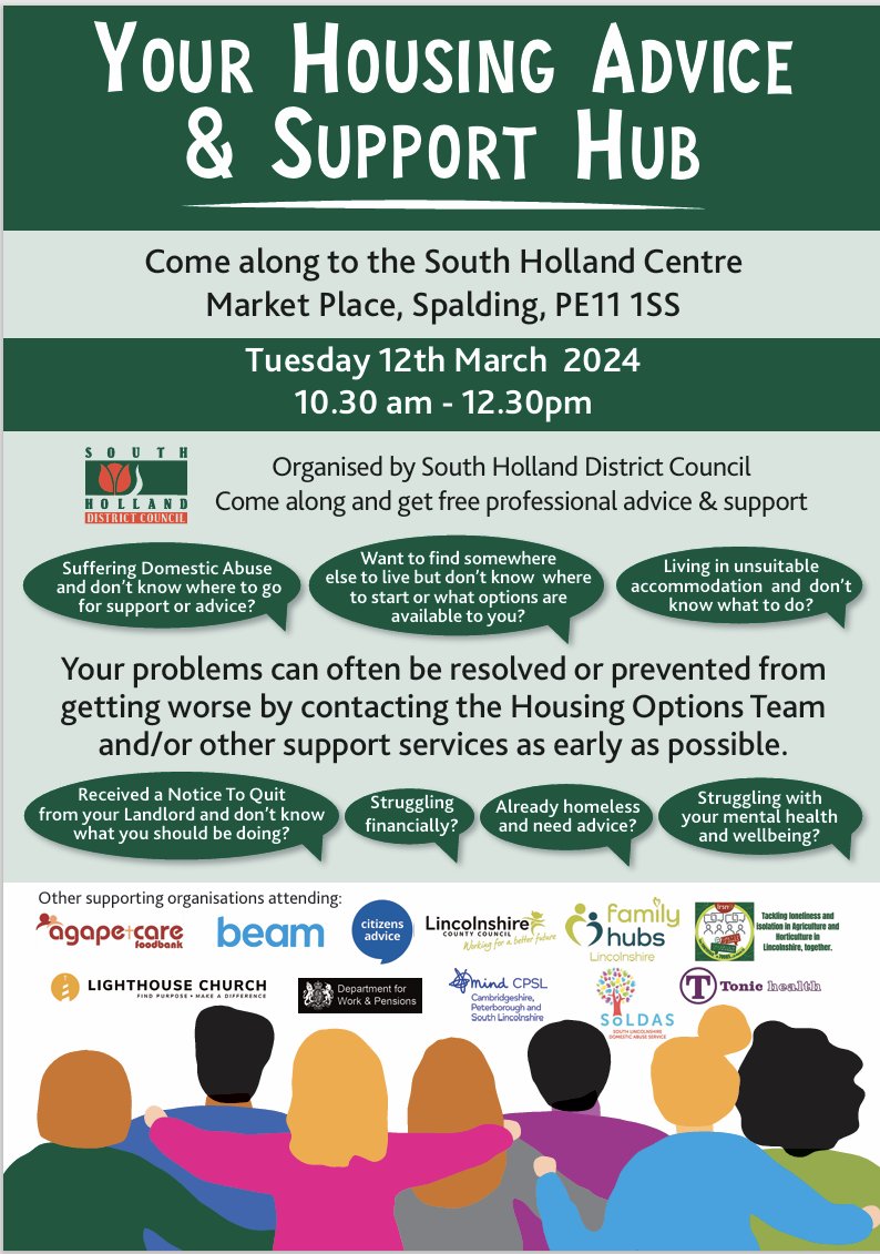 Shine Lincolnshire (@shine_lincoln) on Twitter photo 🏠There are lots of reasons you might need help & advice around housing, that's why a host of organisations have come together to offer info in one place.
Your Housing Advice & Support Hub
South Holland Centre, Spalding
Tues 12 March 10.30am-12.30pm
<a href="/SHollandDC/">South Holland District Council</a> <a href="/LincolnshireCC/">Lincolnshire County Council</a> 🏠There are lots of reasons you might need help & advice around housing, that's why a host of organisations have come together to offer info in one place.
Your Housing Advice & Support Hub
South Holland Centre, Spalding
Tues 12 March 10.30am-12.30pm
<a href="/SHollandDC/">South Holland District Council</a> <a href="/LincolnshireCC/">Lincolnshire County Council</a>