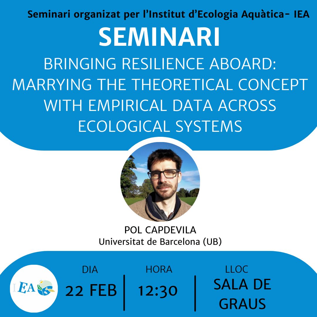 📣Recordeu que demà hi ha seminari IEA a càrrec de Pol Capdevila (UB) @PolCapdevila90, professor lector de la @UniBarcelona @Med_Recover 🗓️ 22/02/2024 🕕 12:30h 📍 Aula de graus @UdGCiencies