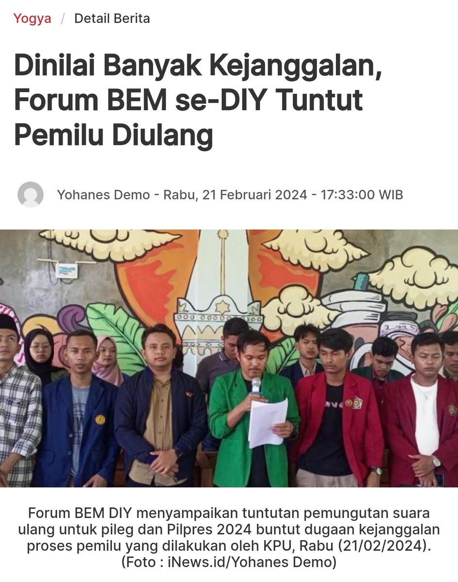 Biar adek2 BEM yang turun menyuarakan kalo partai2 gak berani gerakkan hak angket di @DPR_RI