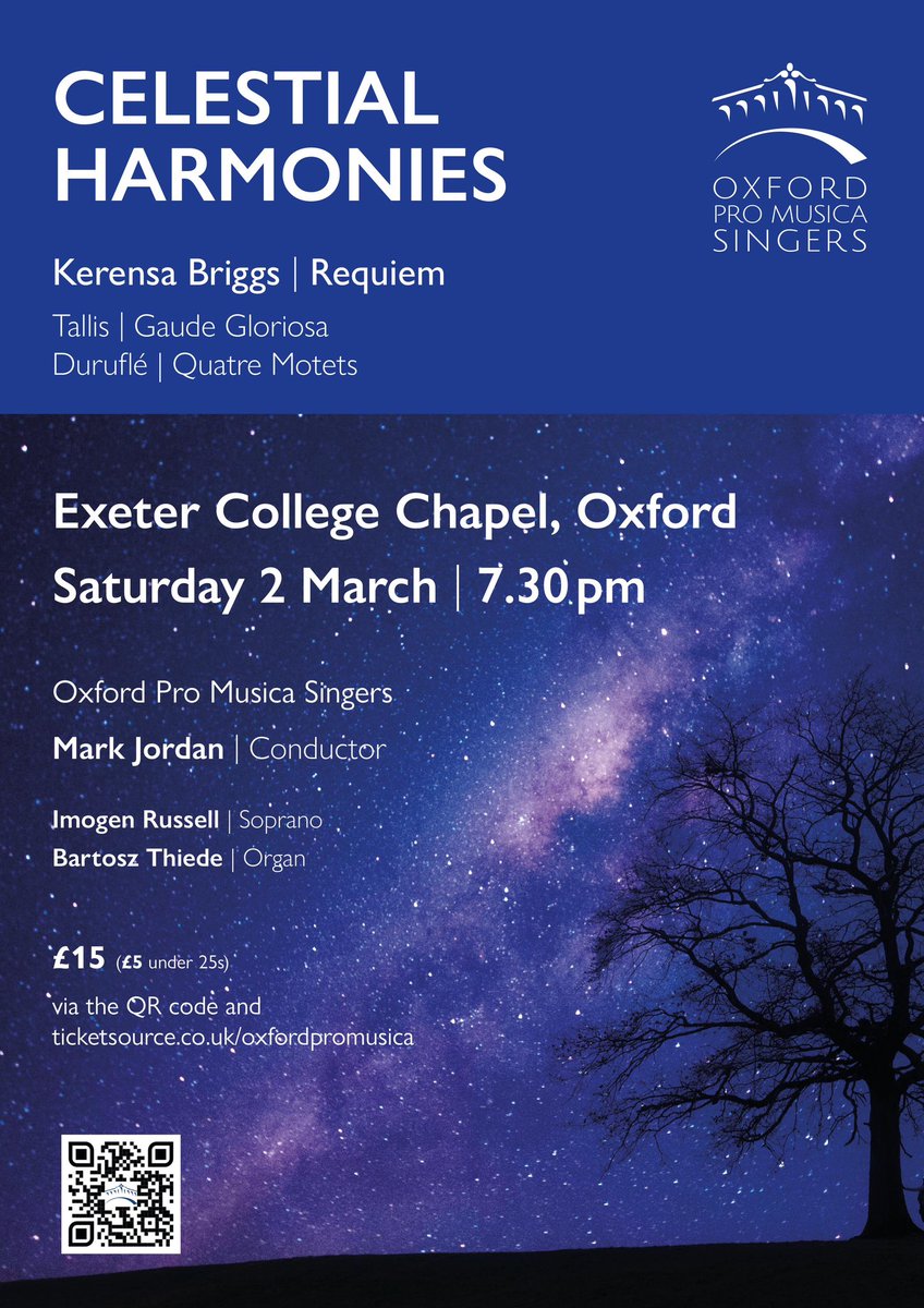 OxfordProMusica's tweet photo. Our next concert is the Oxford premier of Requiem @_kerensabriggs with @Imo_russell @Thiede and @musicalmark Duruflé’s exquisite Motets share a liturgical chant with the Requiem and a stunning Tallis Gaude rounds off our not-to-be-missed programme. All welcome. £5 for students. https://t.co/YjRH3Y5Y4u