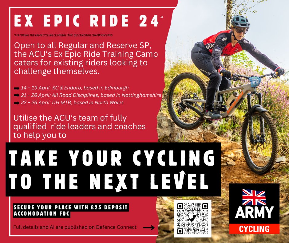 🚴‍♀️EX EPIC RIDE 24 🚴🏼‍♂️ Looking to progress your riding this year? There is still time to book your space on the ACU's annual pre-season training camp. The full details and AI are published on Defence Connect. #inspiringsoldierstocycle #exepicride #letsride