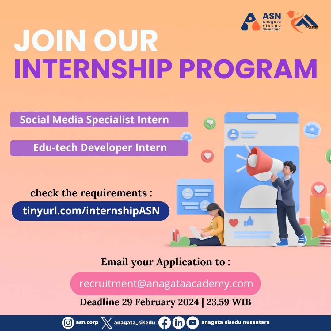 coding_mu's tweet image. Hi Gen-Z dan Milenials ! Yuk gabung di program magang perusahaan !

Kalian akan mendapatkan pengalaman yang luar biasa yang berguna bagi skill kalian di masa depan!

Cek persyaratan di 
tinyurl.com/internshipASN

#magang #intern #scbd