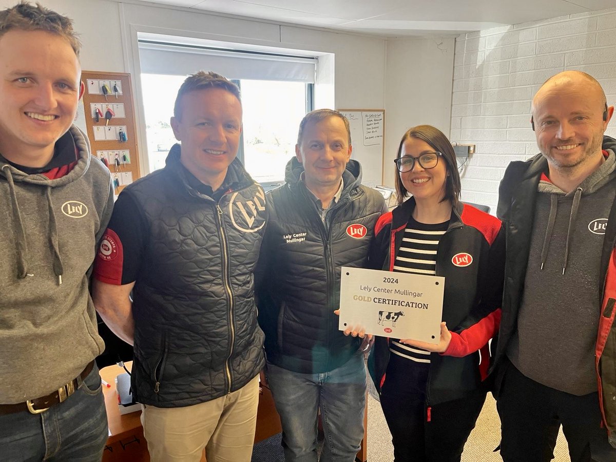 Congratulations to our Service Management team for achieving GOLD certification from ⁦⁦<a href="/LelyHolding/">Lely</a>⁩ for 2024! 
Great to see the hard work of our engineers and farm advisors recognised 👌
#LelyMullingar 
#FarmAutomationSpecialists