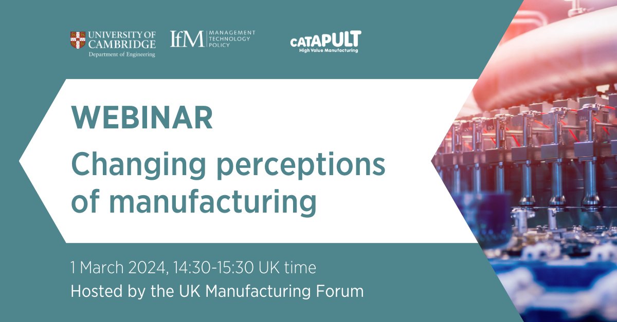 📣THIS WEEK - Webinar: Changing perceptions of manufacturing, Fri 1 March We look at international perceptions of #manufacturing, how perceptions have evolved in the UK in the last 20 years and how this compares with 6 other countries. Register here➡️ us02web.zoom.us/webinar/regist…