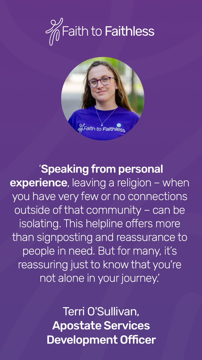 Humanists_UK's tweet photo. Through Faith to Faithless, we help people who leave high-control religious groups. Here's former Jehovah’s Witness and one of three permanent employees at @faith2faithless, @Terri_OSullivan, speaking about our new helpline. https://t.co/6L2nSSoQpW