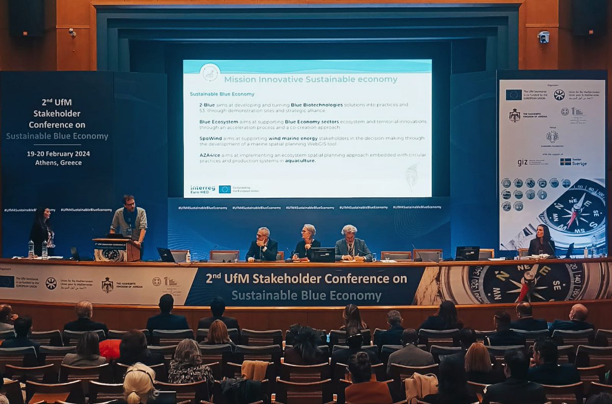 🟦 The <a href="/Gov4Innovation/">Innovative Sustainable Economy Mission</a> Mission of <a href="/InterregEuroMED/">Interreg Euro-MED Programme</a> has been in the 2nd UfM Stakeholder Conference on Sustainable #BlueEconomy.

➡️ To cover the whole #Mediterranean region, #innovation programmes must amplify knowledge and scale up innovation through cross-border synergies.